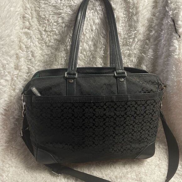 Coach Black Fabric logo &  leather trims  Detachable Strap. Large diaper bag - Picture 6 of 16
